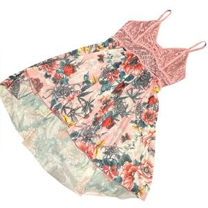 Pink Lace Floral Babydoll Lingerie Plus Size 3X Sheer Mesh Chemise Romantic Sexy